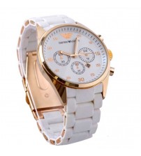 Emporio Armani White Platinum Watch For Men
